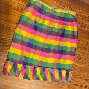 MARDI GRAS !! CARNIVAL 🎁RARE DONAJEAN PLAID FIt/flare SILK pencil skirt SM
